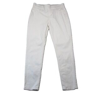 Soft Surroundings Pull On Pants Women M White Slim Leg Stretch Casual Minimalist